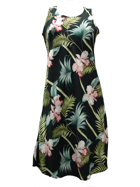 Orchid Bamboo Women's Short Tank Flared Hawaiian Dress